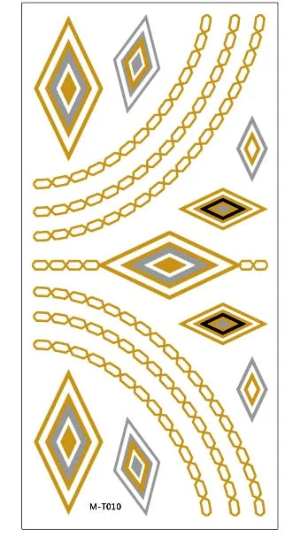 1sheet Indian Arabic body art women metallic temporary Mandala Flash Tattoos necklace sticker gold lace tatoo tatuagem maquiagem