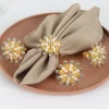Pearls Rhinestone Flower Golden Catering Napkin Ring