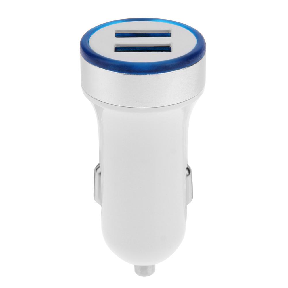 

5V 2.1A Dual 2 USB Car Phone Charger Adapter with LED Indicator, White, 501 Original