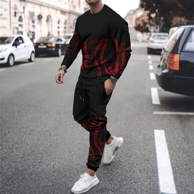 men's casual printing Hoodies suits-014