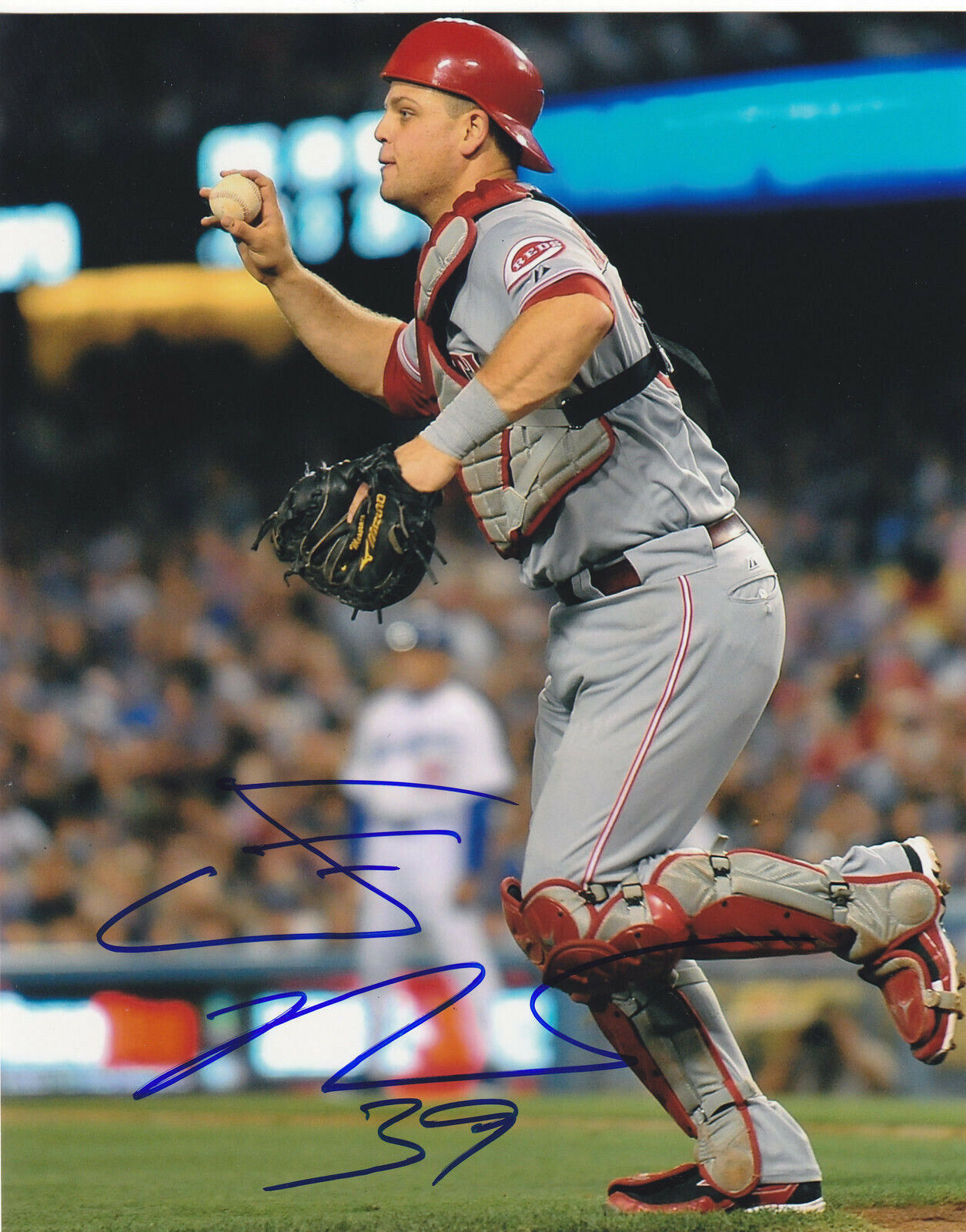 DEVIN MESORACO SIGNED AUTOGRAPHED CINCINNATI REDS 8X10 Photo Poster painting #4