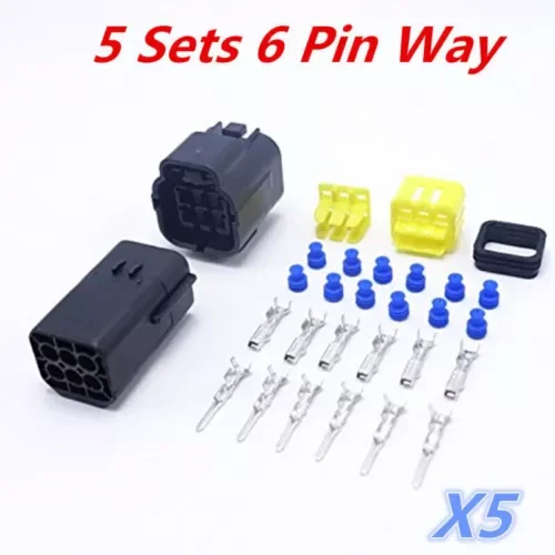 Dronehint 5 Kit 6 Pin Way Amp Sealed Waterproof Wire Connector Plug Terminal Set Car Truck (For: Audi Sport) Parts