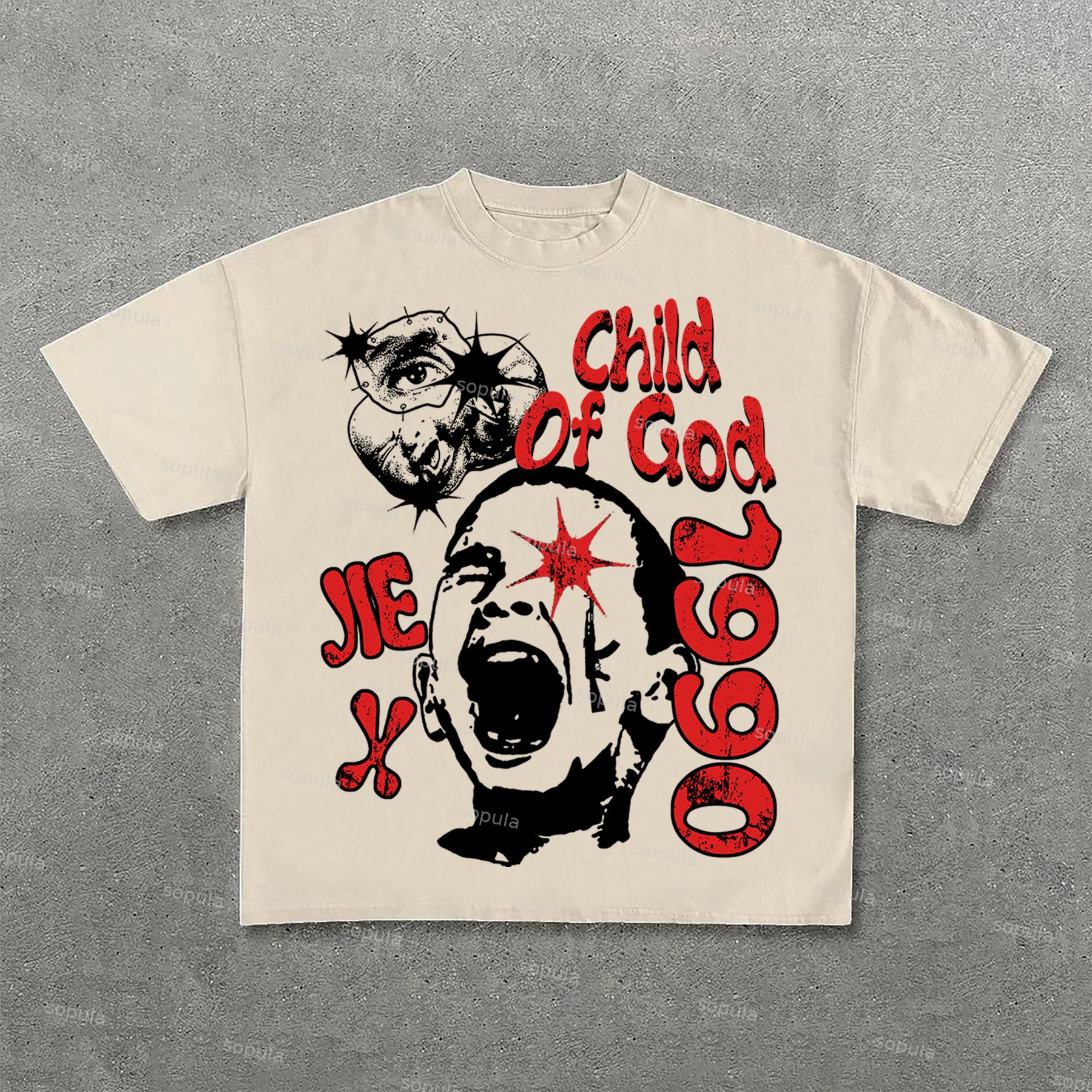 Sopula Retro Child Of God 1990 Print Cotton T-Shirt - SOPULA