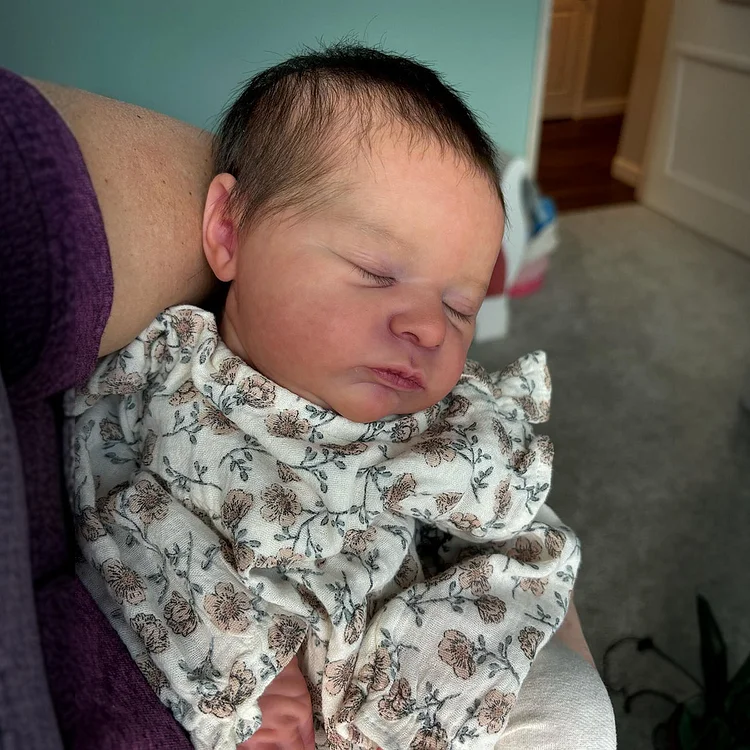 [Heartbeat & Sound] 20" Handmade Lifelike Reborn Newborn Baby Sleeping Girl Named Elibin with Hand-Painted Hair Rebornartdoll® RSAW-Rebornartdoll®