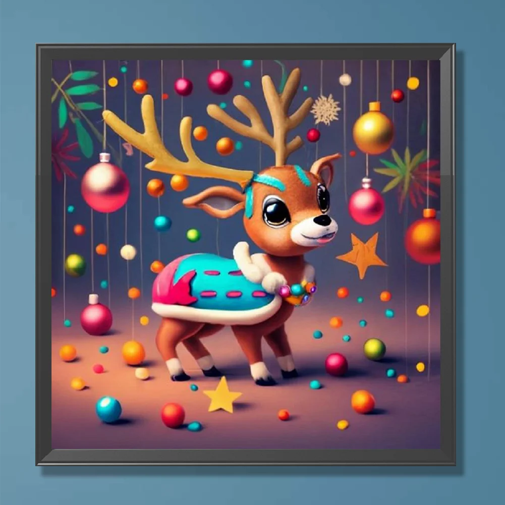 Diamond Painting - Full Round Drill - Xmas Reindeer(Canvas|30*30cm)
