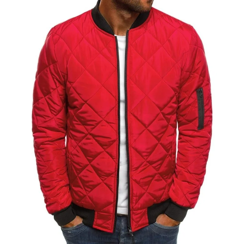 Men's padded autumn and winter loose jacket rhombus padded jacket