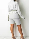 Urban Solid Color Lapel Collar Long Sleeve Blazer&Shorts Two-Piece Suit