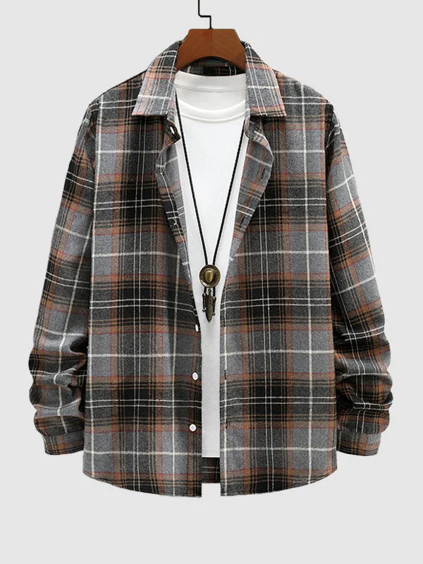 Men's Brushed Plaid Wool-Blend Long Sleeve Shirt