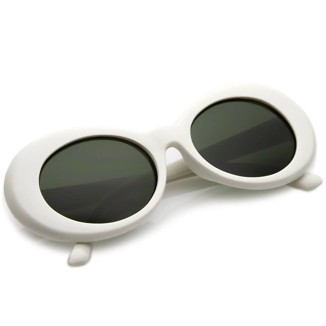 Retro White Oval glasses With Tapered Arms Colored Round Lens  51mm