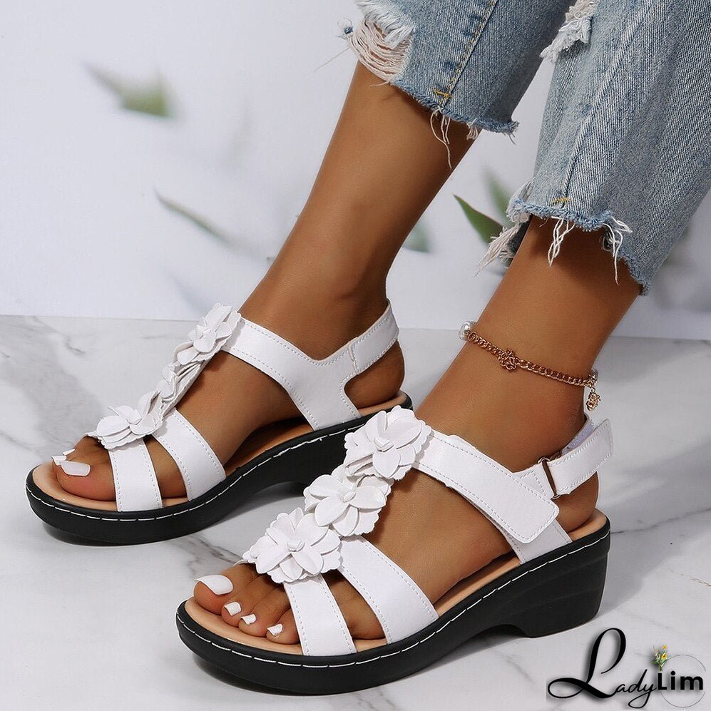 Orthopaedic Sandals with Floral Pattern