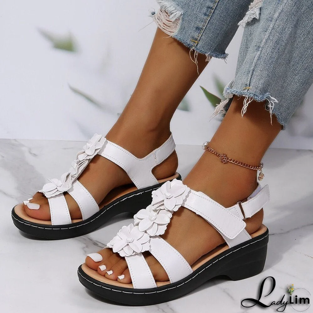 Orthopaedic Sandals with Floral Pattern