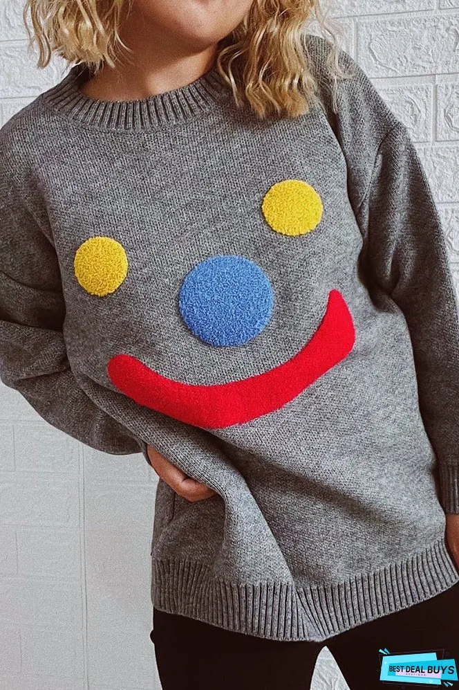 Clown Smile Knit Pullover Sweaters Winter Outfits