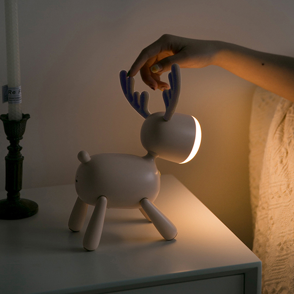 

Cute Elk Night Light Silicone USB Kids Bedroom Bedside Sleeping Table Lamp, 501 Original
