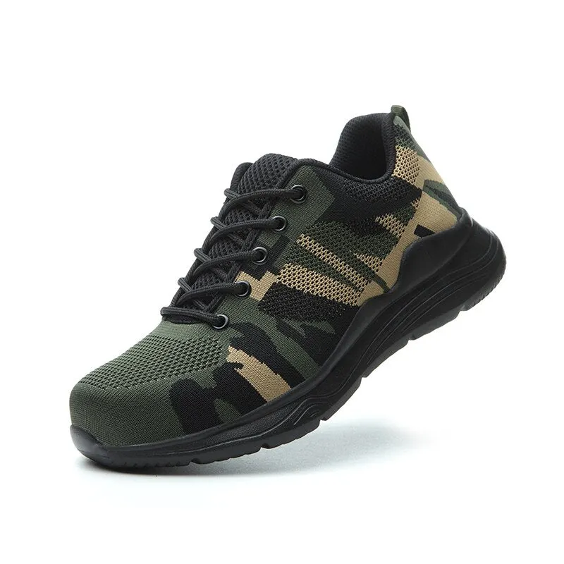 New Men Safety Working Shoes Breathable Work Boots Protective Steel Toe Cap Shoes Indestructible Camouflage Shoes Freeshipping