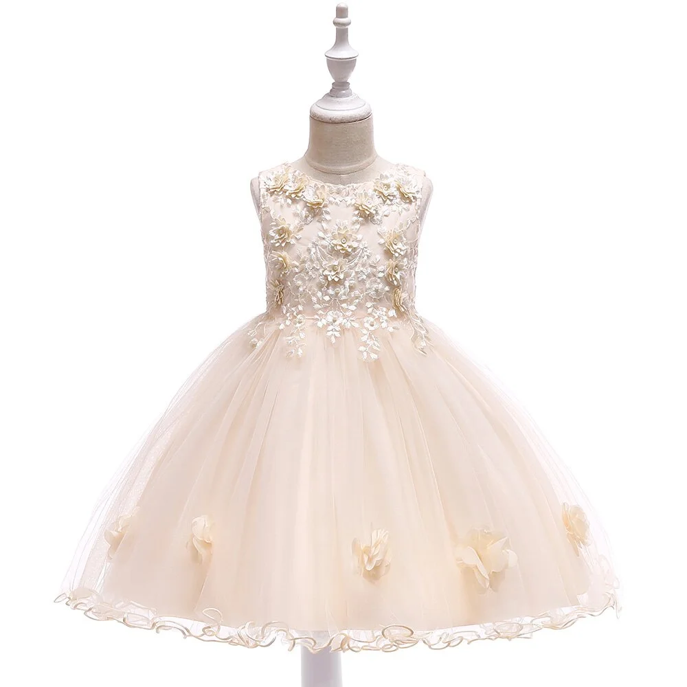 2022 Summer Flower Girl Party Dress Kids Bridesmaid Dresses For Girls Children Clothes Princess Dress Elegant Wedding Dress Gown