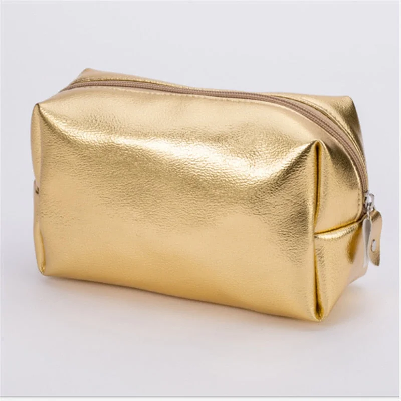 Women Cosmetic Bag Pink Gold Makeup Bag Zipper Make Up Handbag Organizer Storage Case Pouches Toiletry Wash Beauty Box