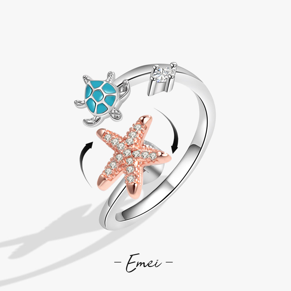 Turtle and Starfish Rotating Ring