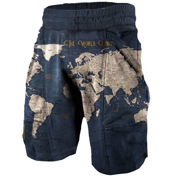 Men's Outdoor Tactical Retro World Map Tactical Shorts-Compassnice®