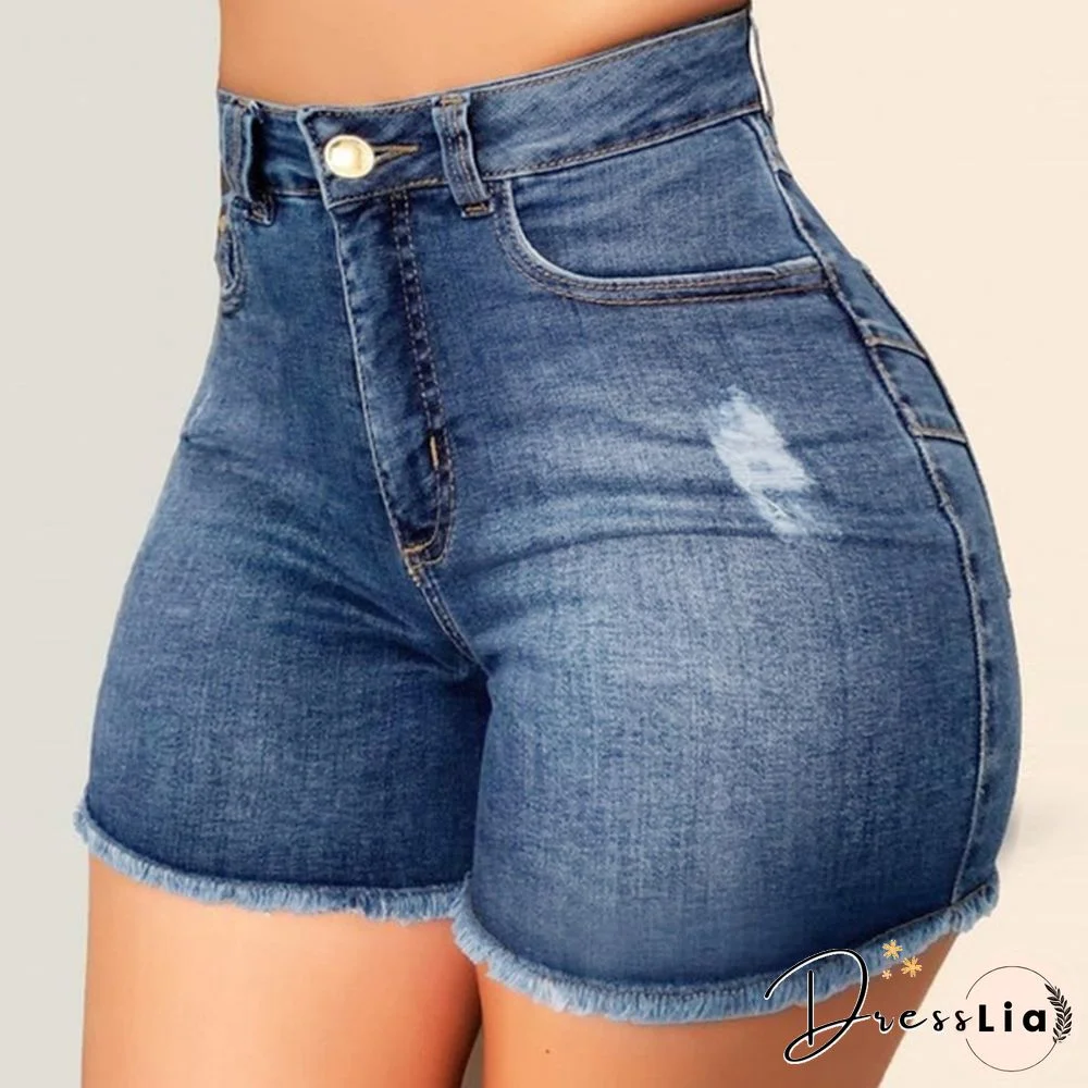 Women Fashion New Denim High Waist Shorts Hot Shorts Washed Jeans Summer Short Pants
