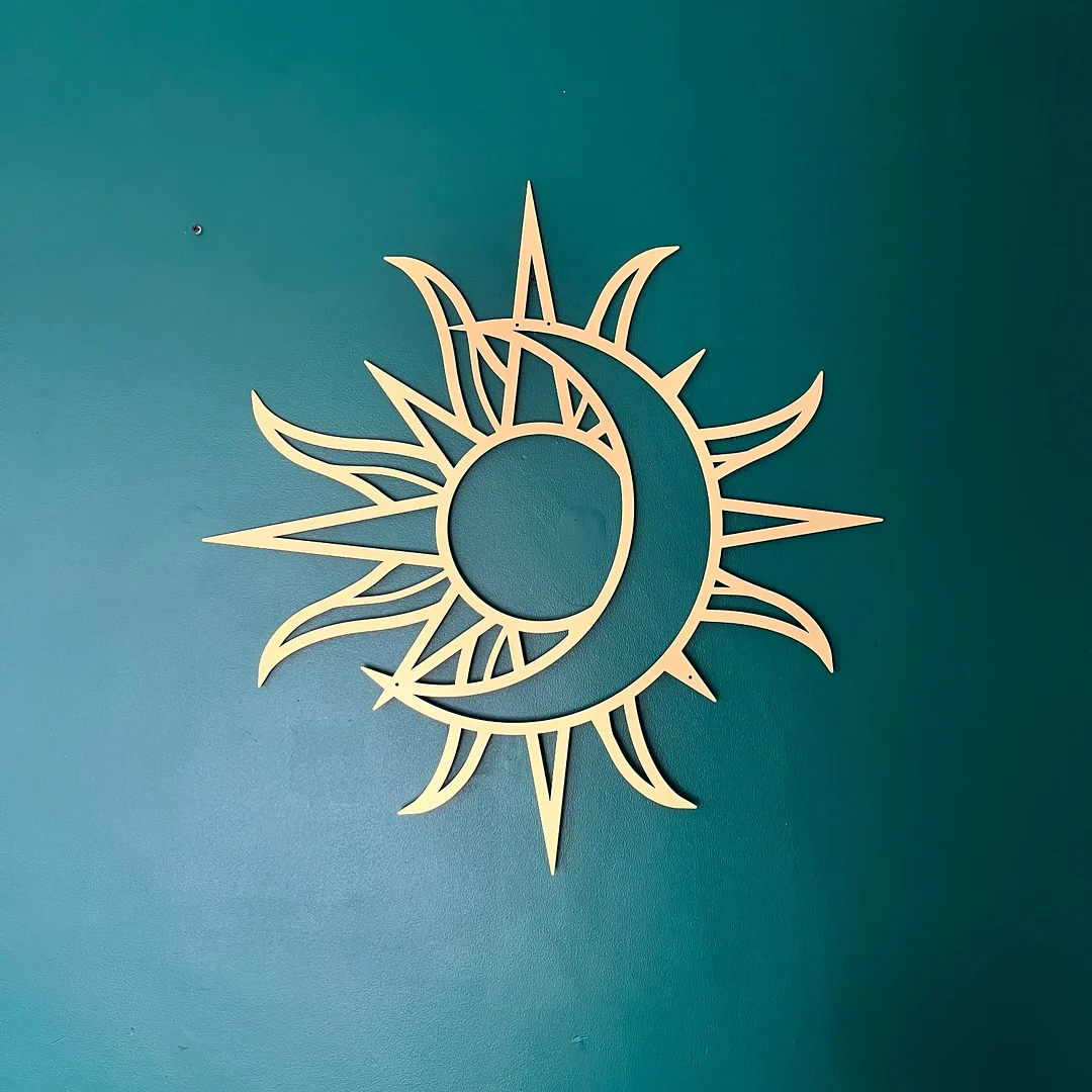 Golden Sun & Moon Metal Wall Art