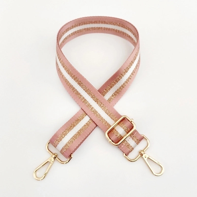 New Colorful Nylon Wide Shoulder Strap Bright Gold Thread Purse Accessories Strap Adjustable Shoulder Crossbody Replacement Long Strap