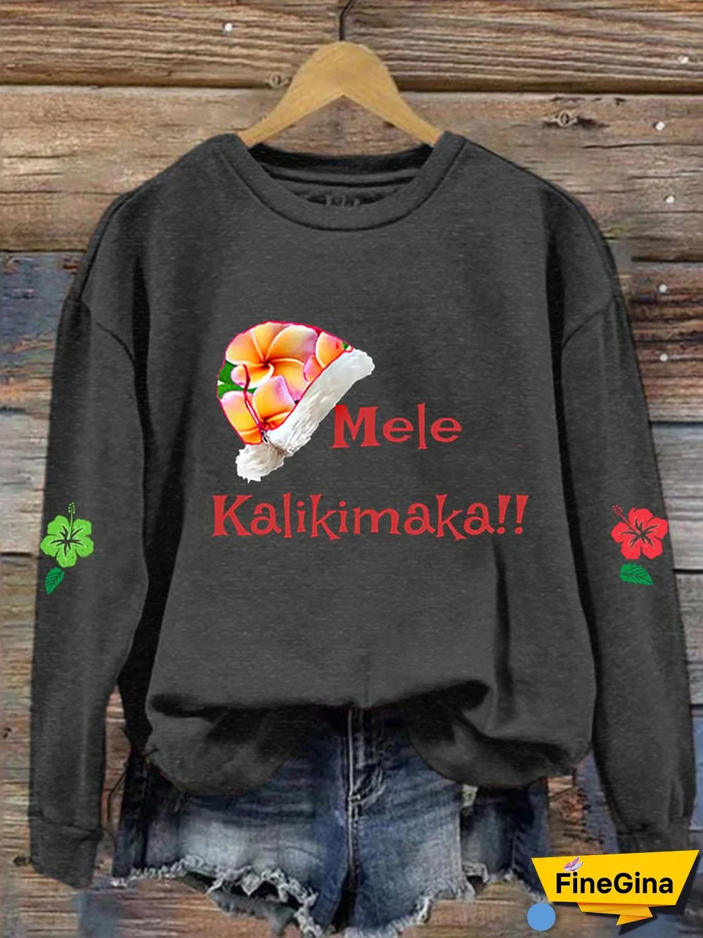Women's Hawaiian Christmas Mele Kalikimaka Hibiscus Sweatshirt