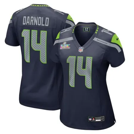 Women's Seattle Seahawks #14 Sam Darnold  College Navy Super Bowl LX Patch Game Jersey