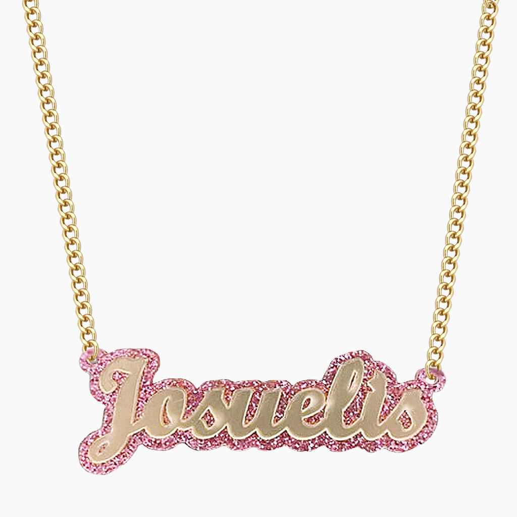 Double-Layer Pink Sequin Acrylic Necklace
