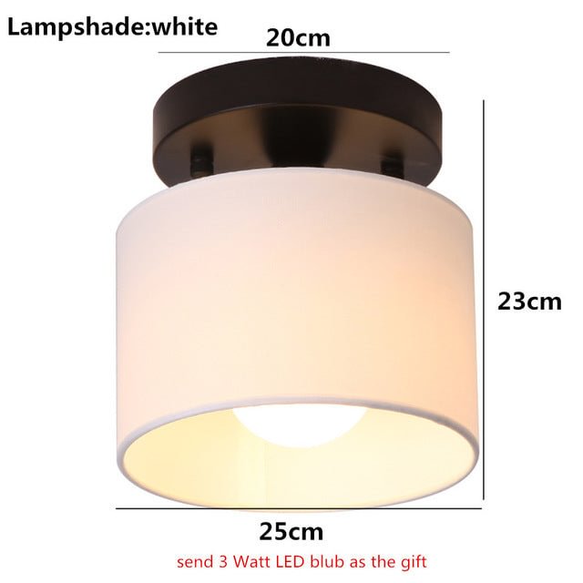 Modern Simple LED Ceiling Light Traditional 25CM Cloth Round Shade Indoor Lamp For Bedroom Corridor Kitchen Lighting Fixture
