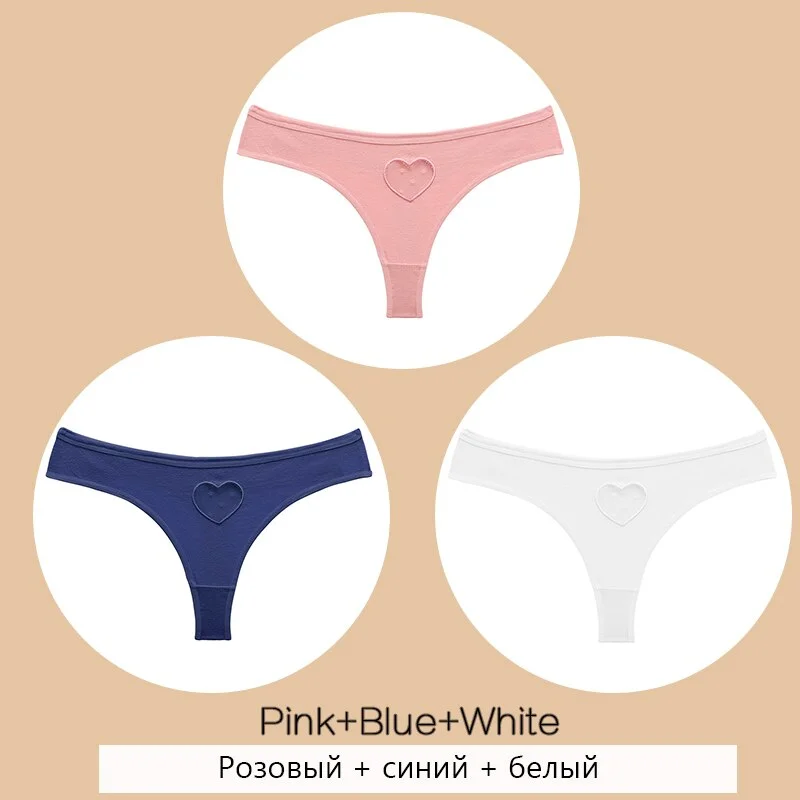 FINETOO Cotton Thongs Women Hollow Out Heart G-string Panties S-XL Ladies T-back Underpants Sexy Thong Panties Female Lingerie