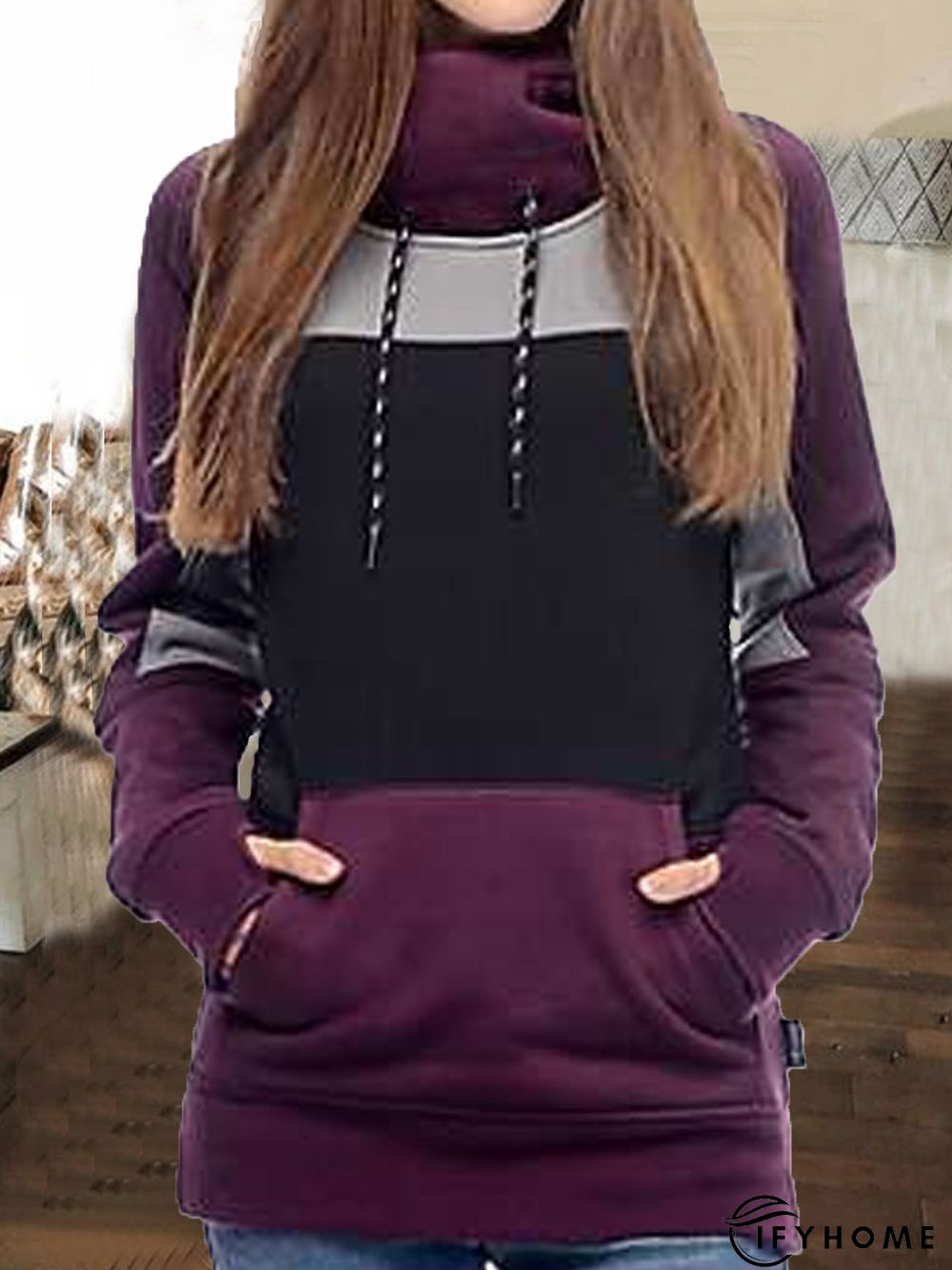 Purple Casual Cotton-Blend Sweatshirt | IFYHOME