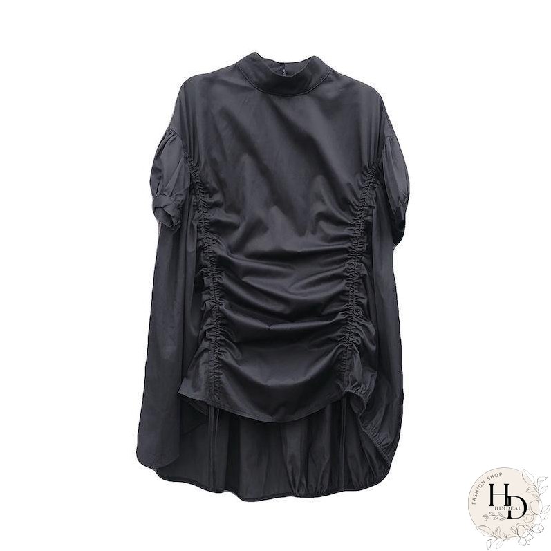 Modern White Dresses O Neck Drawstring loose Dress