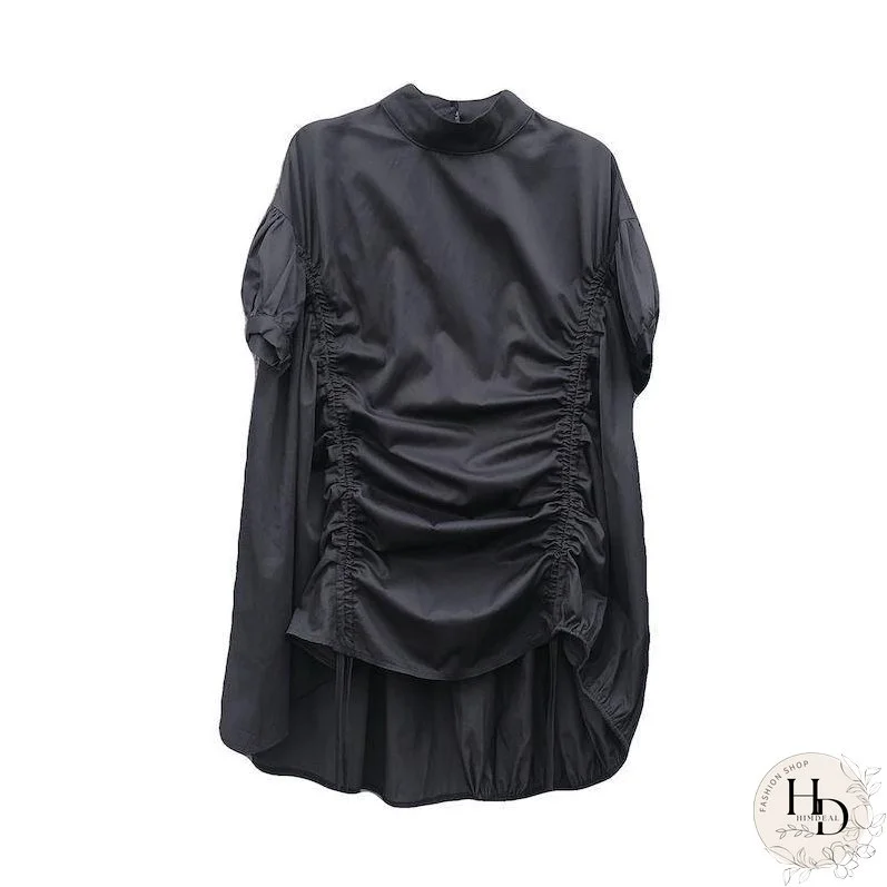 Modern White Dresses O Neck Drawstring loose Dress