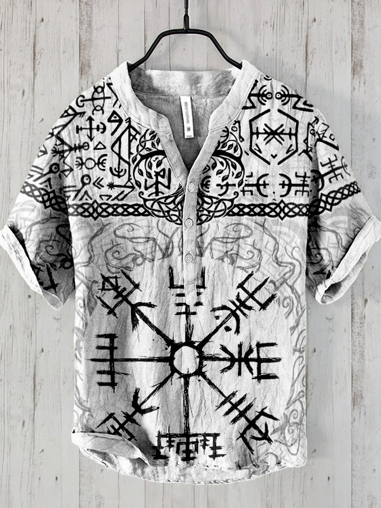 Viking Vegvisir Tree Of Life Art Linen Blend Shirt