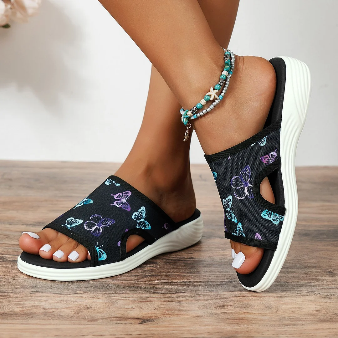 Tanguoant Tanguoant Flat Slippers Women's New Summer Print Fashion Wear Casual Large Size Thick Sandals