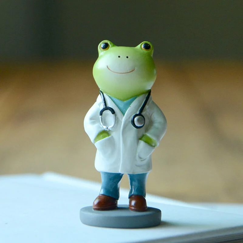 Lovely Occupation Character Frog Ornament Doctor Nurse Chef Fireman Action Figure Desktop Decor Mini Figurine Dolls Children Toy
