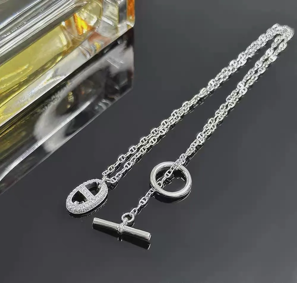 Hermes OT Clasp Pig Nose Pendant Necklace