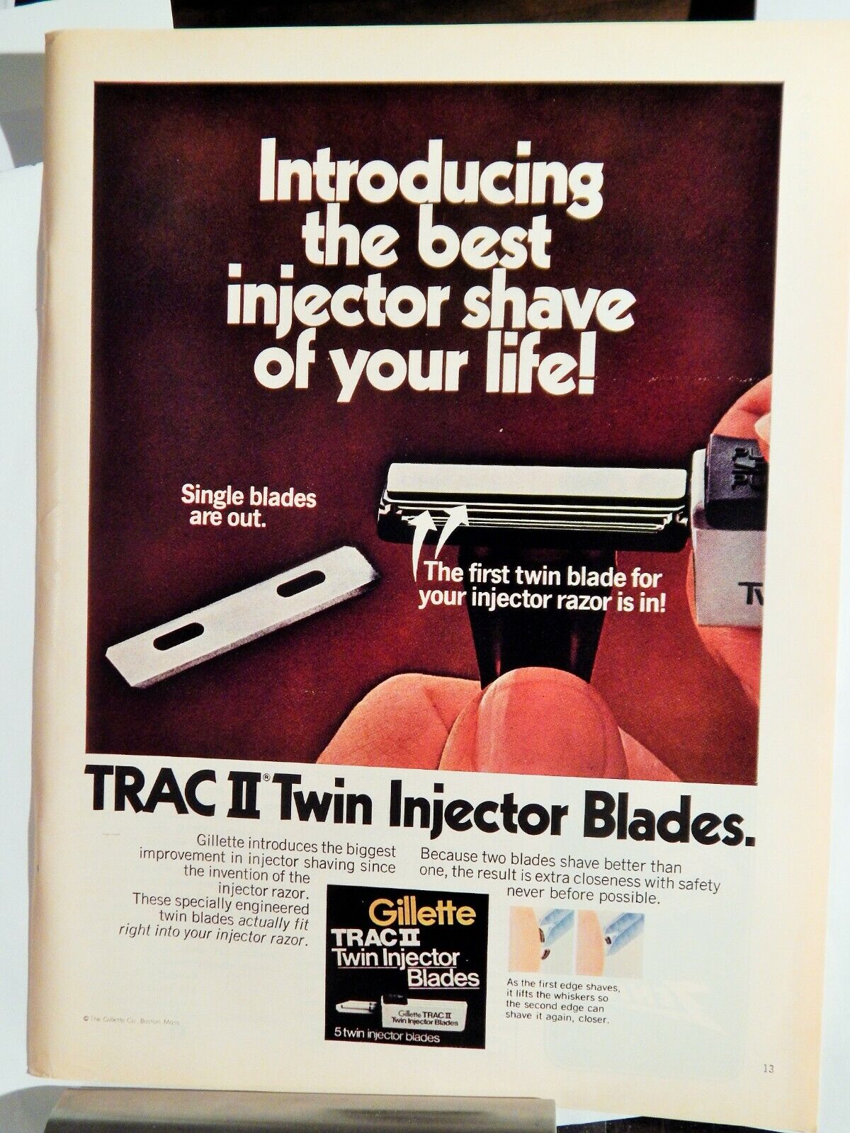 GILLETTE TRAC II RAZOR / ZENITH CENTURION VTG 1973 Photo Poster painting AD, SOUGHT EPHEMERA