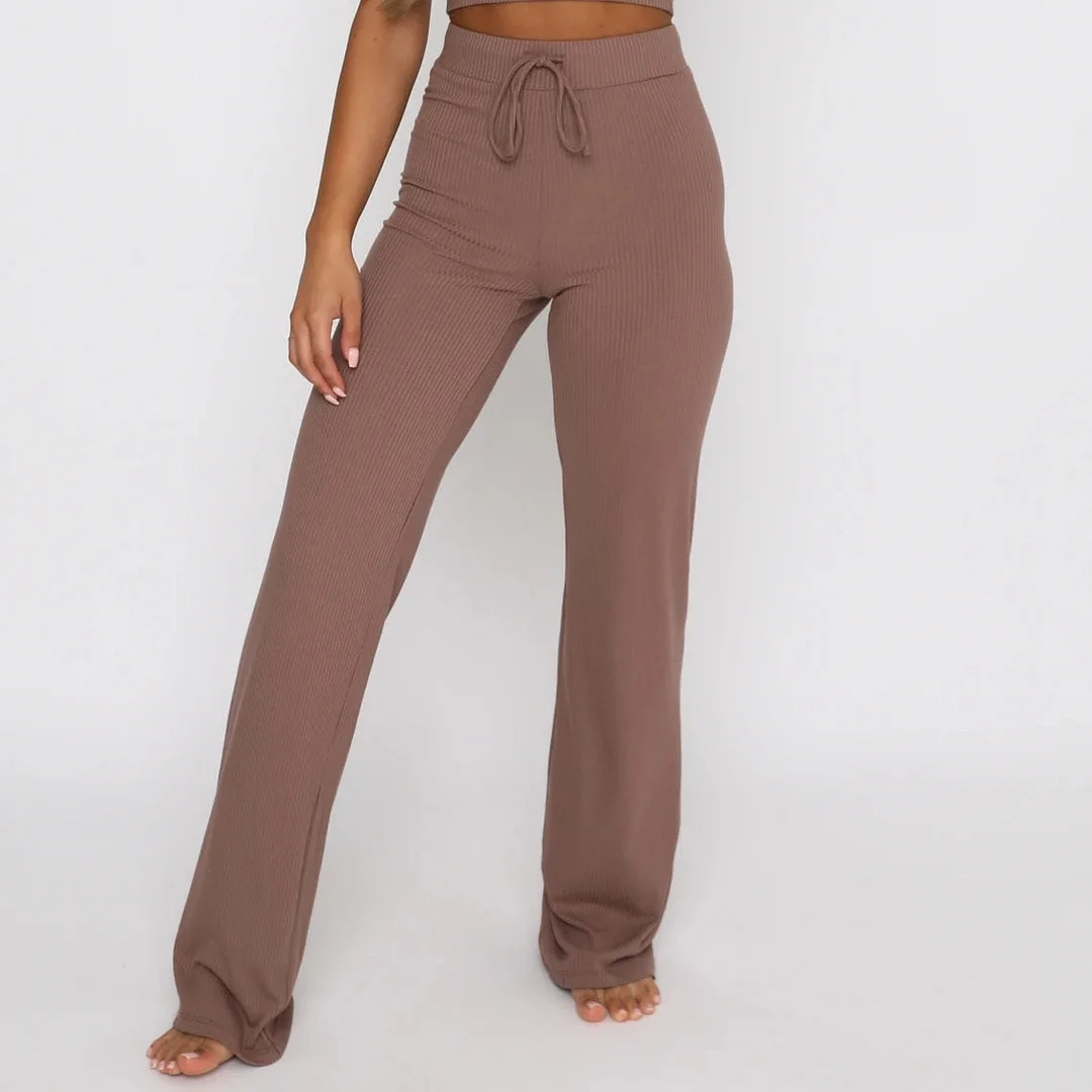 Articat 2021 Summer High Waist Sexy Straight Pants Women Sports Slim Black Long Trousers Streetwear Casual Solid Woman Pants