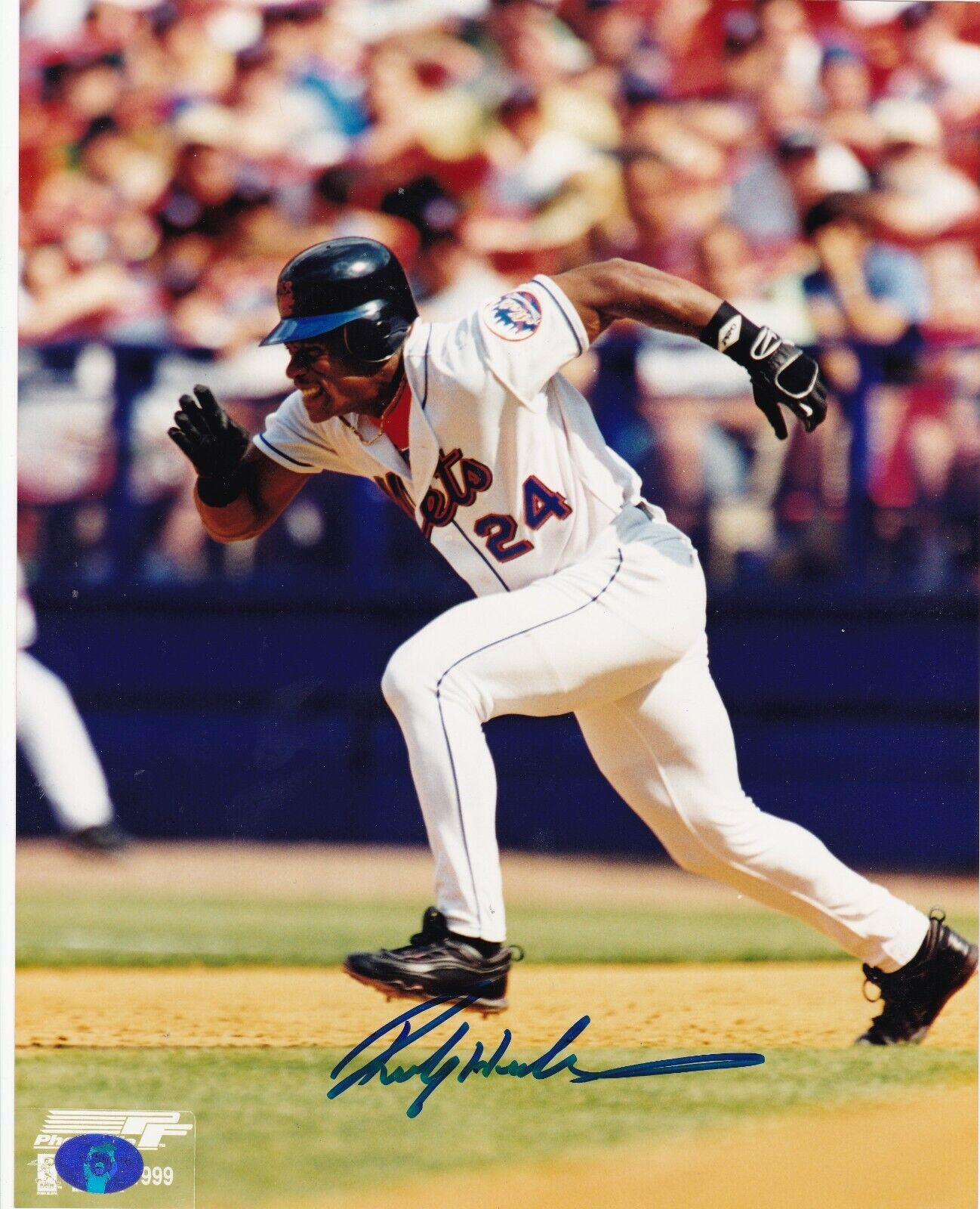RICKY HENDERSON NEW YORK METS ACTION SIGNED 8x10
