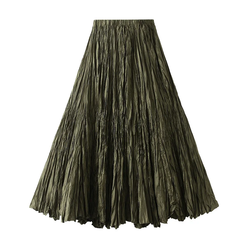 Nigikala Nigikala Spring New Sister Wind High-Level Feeling Hundred Folds Loose Thin Swing Skirt Leisure A Skirt 8081