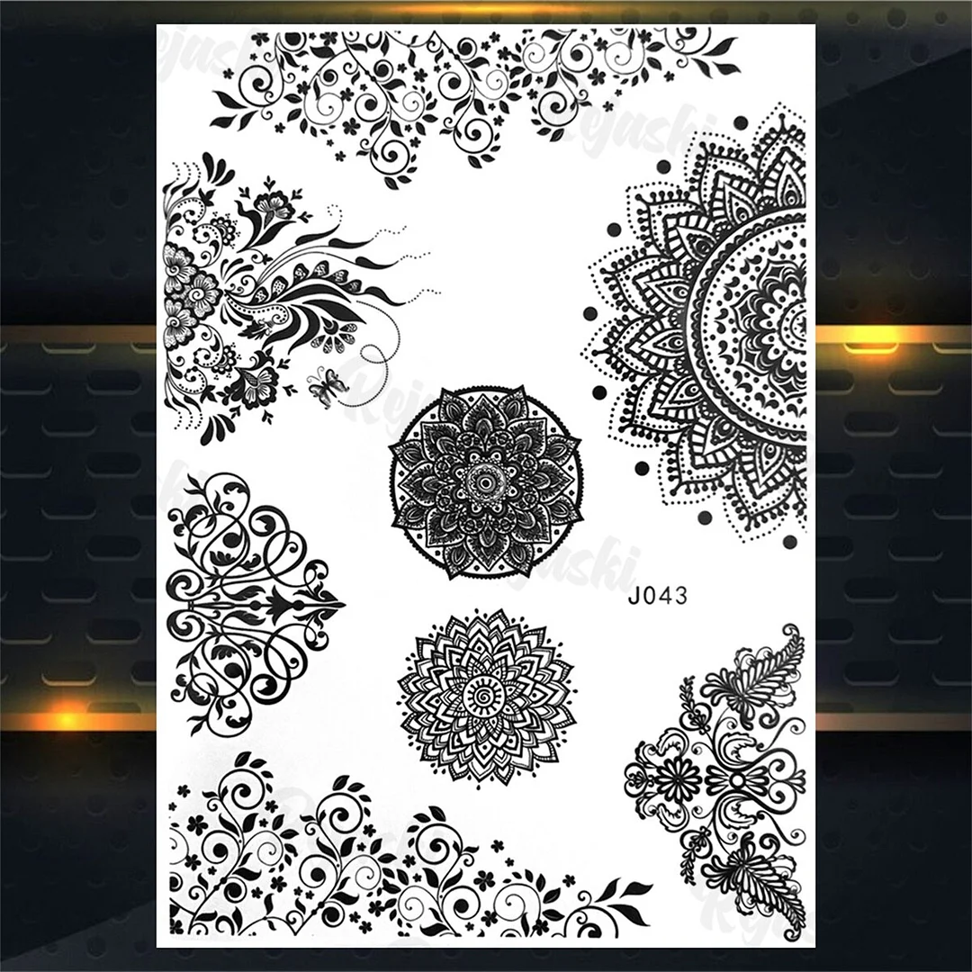 Sdrawing Elephant Pendant Temporary Tattoos For Women Men Lion Butterfly Snake Feather Fake Tattoo Sticker Glamour Back Body Tatoos