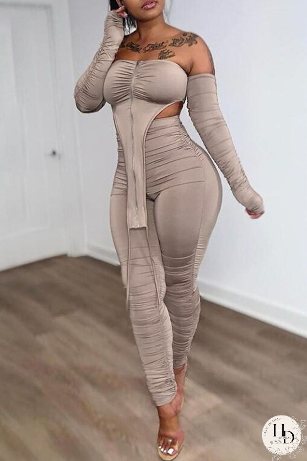 Black Sexy Solid Split Joint Bateau Neck Two Pieces