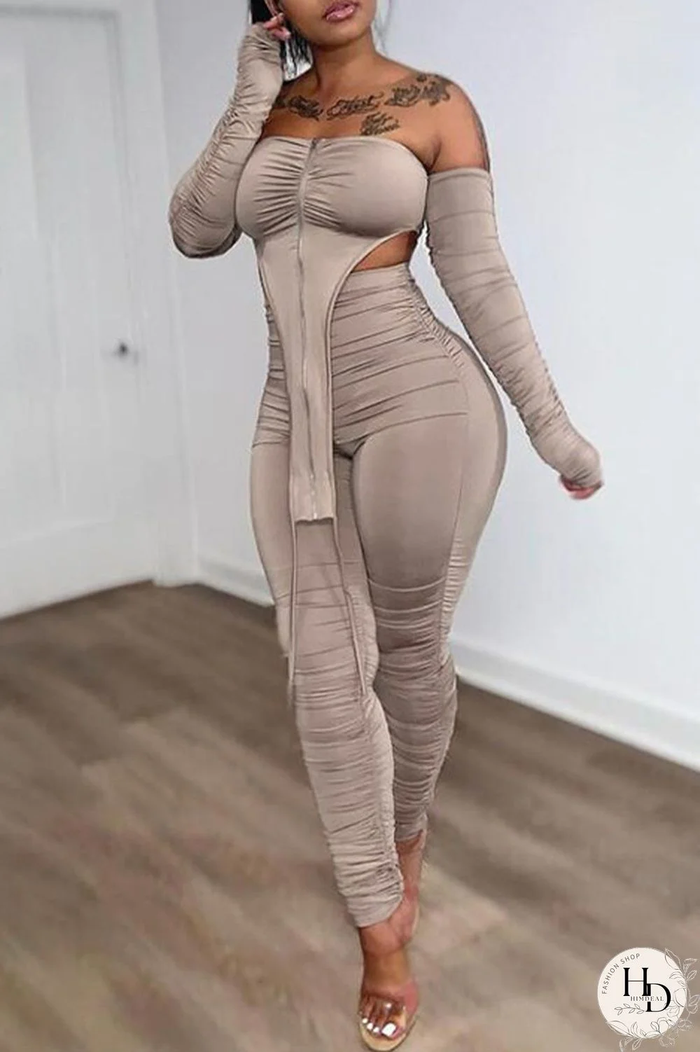 Black Sexy Solid Split Joint Bateau Neck Two Pieces