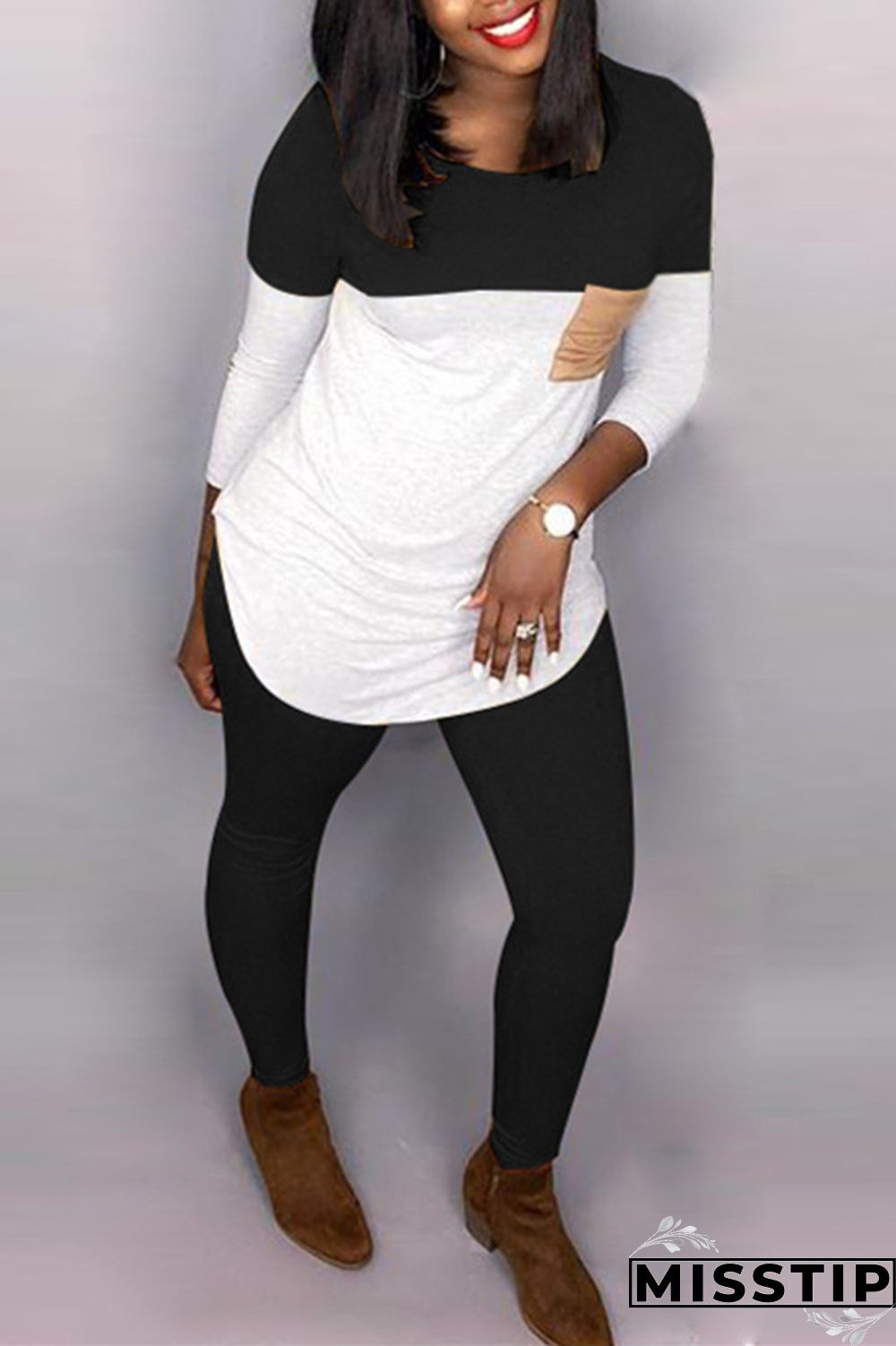 Green Fashion Casual Patchwork Patchwork O Neck Long Sleeve Two Pieces