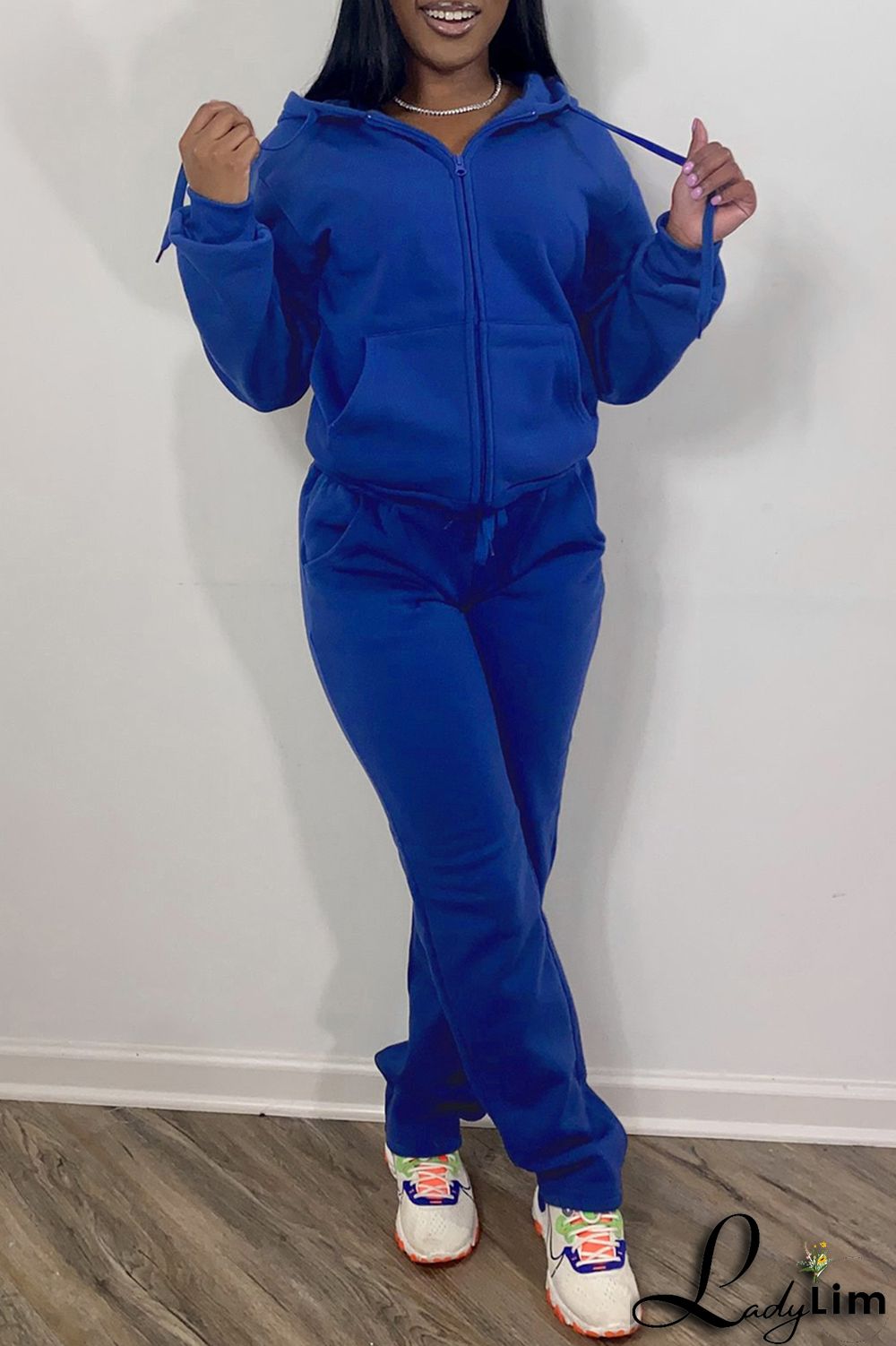 Red Fashion Casual Solid Basic Hooded Collar Long Sleeve Two Pieces