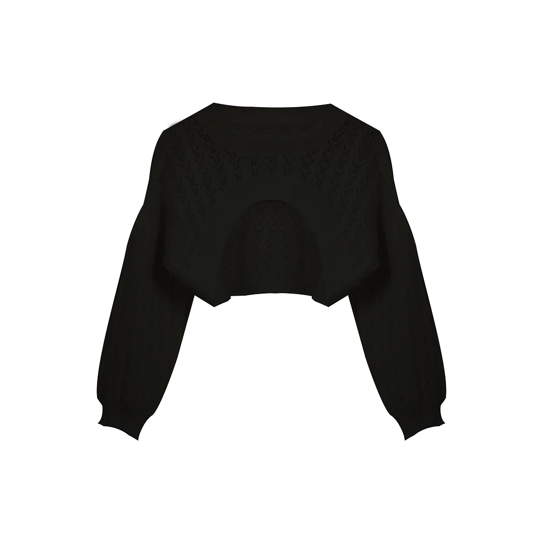 Knitted Shrugs Women Solid Loose Crop Top Hollow Out Designer Hipster New-arrival Soft Teenagers Full Sleeve All-match Ulzzang