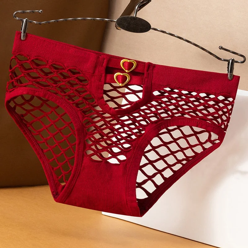 Sexy Women's Panties Mesh Hollow Lingerie Breathable Nylon Underwear Ladies Fashion Temptation Underpants Female Briefs