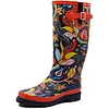 Printed high-tube rain boots, rubber rain boots, comfortable insoles, waterproof rain boots, garden boots