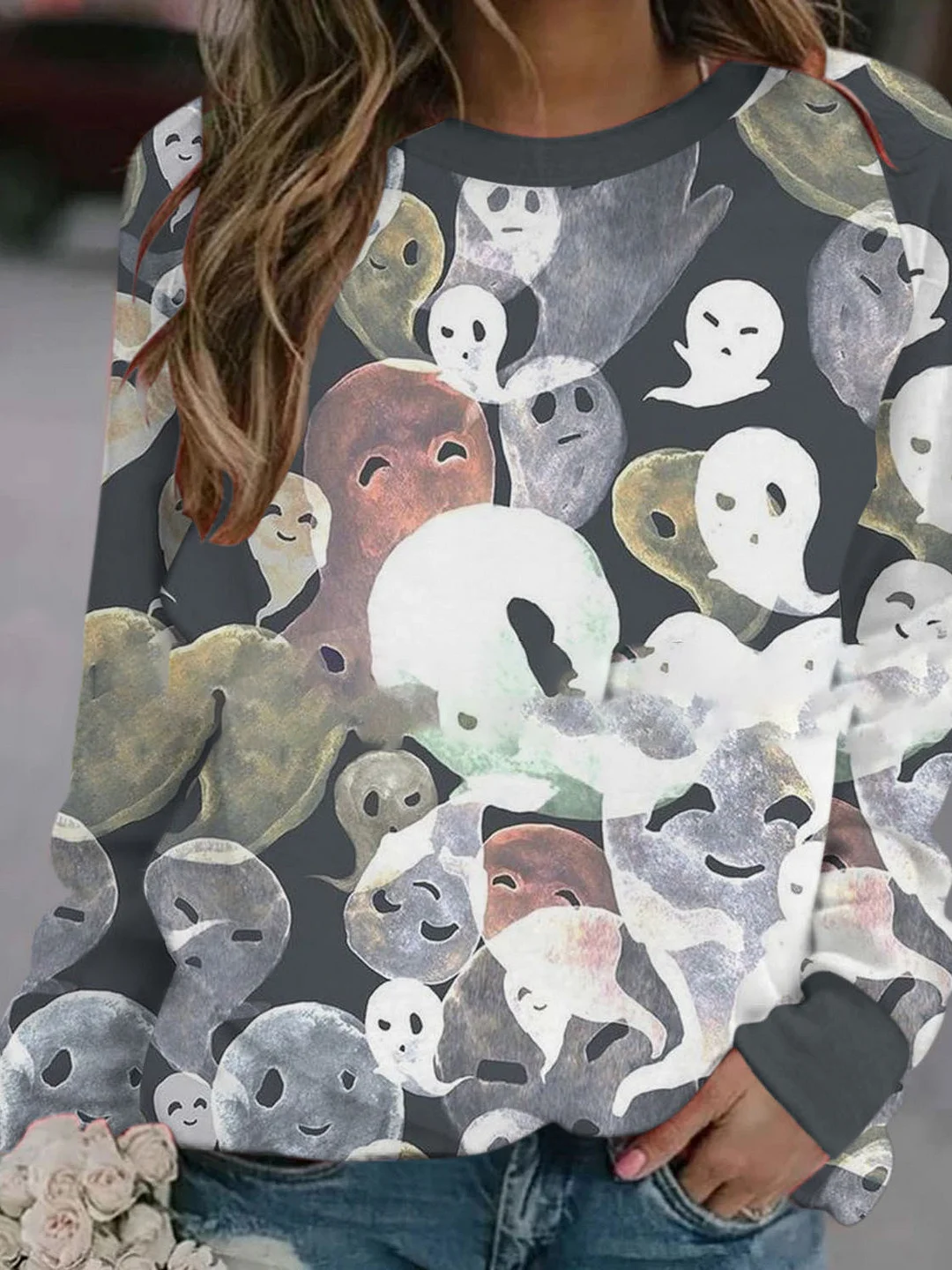 Women'S T-Shirts Printed Round Neck Long Sleeve Casual T-Shirt